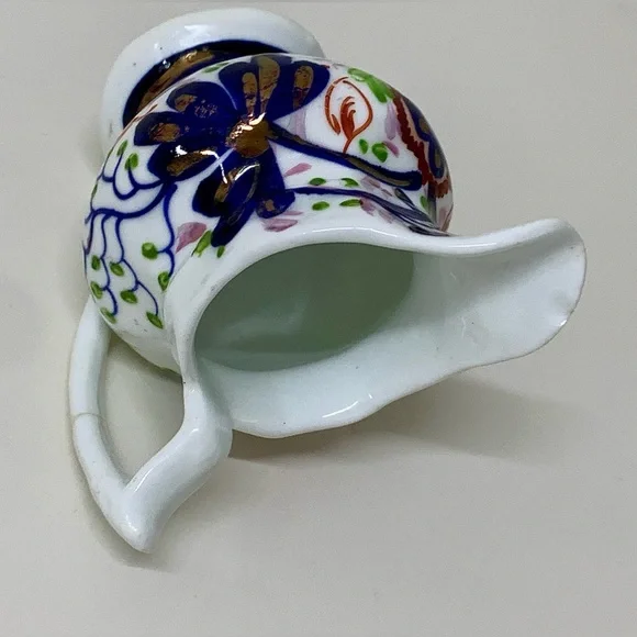 19th Century Antique Gaudy Welsh Forget Me Not Pattern Miniature Jug Pitcher